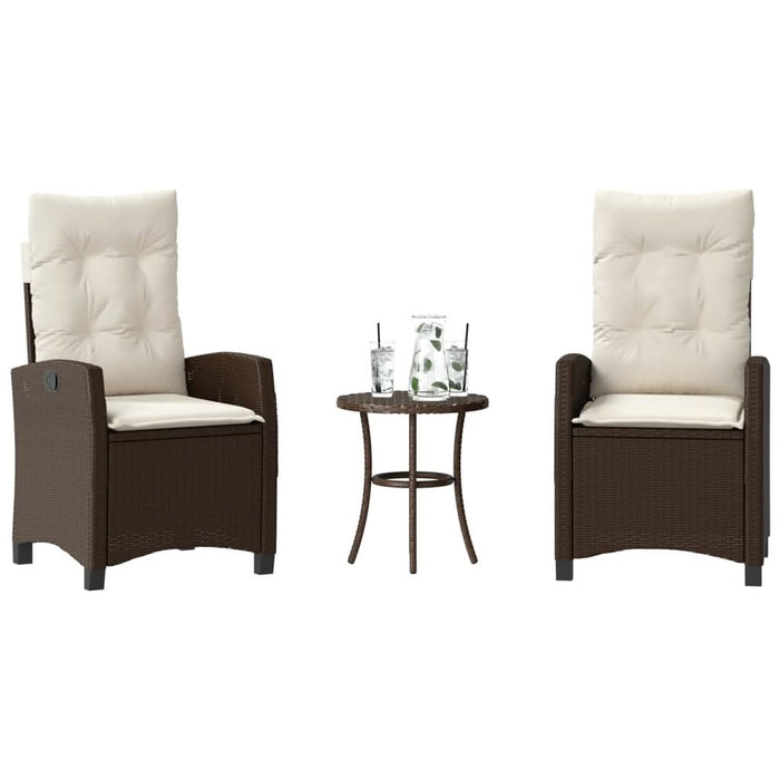 Set bistro cu perne, 3 piese, maro, poliratan - WALTI WALTI
