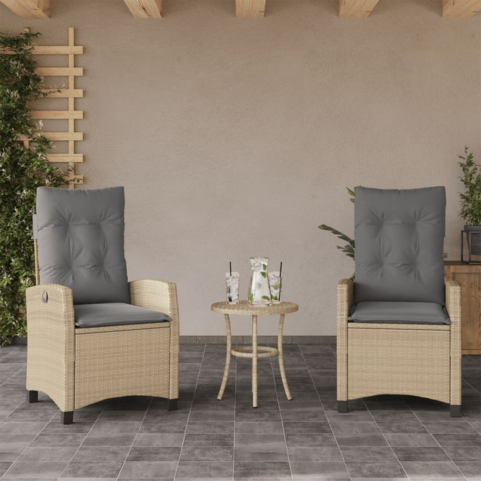 Set bistro cu perne, 3 piese, bej combinat, poliratan - WALTI WALTI