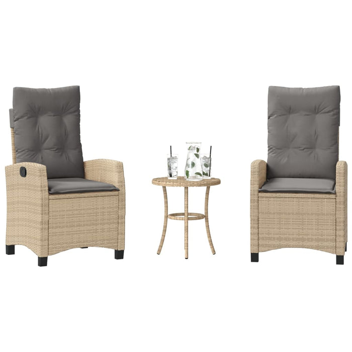 Set bistro cu perne, 3 piese, bej combinat, poliratan - WALTI WALTI