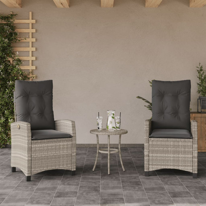 Set bistro cu perne, 3 piese, gri deschis, poliratan - WALTI WALTI