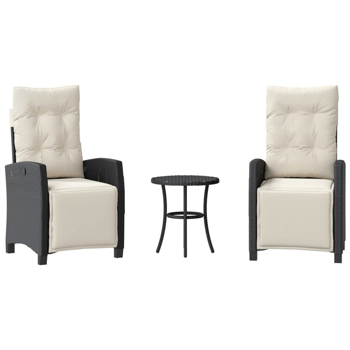 Set bistro cu perne, 3 piese, negru, poliratan - WALTI WALTI
