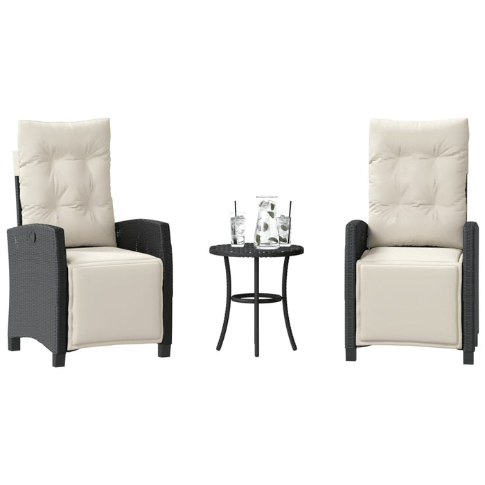 Set bistro cu perne, 3 piese, negru, poliratan - WALTI WALTI