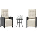 Set bistro cu perne, 3 piese, negru, poliratan - WALTI WALTI
