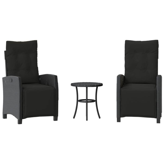 Set bistro cu perne, 3 piese, negru, poliratan - WALTI WALTI