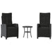 Set bistro cu perne, 3 piese, negru, poliratan - WALTI WALTI