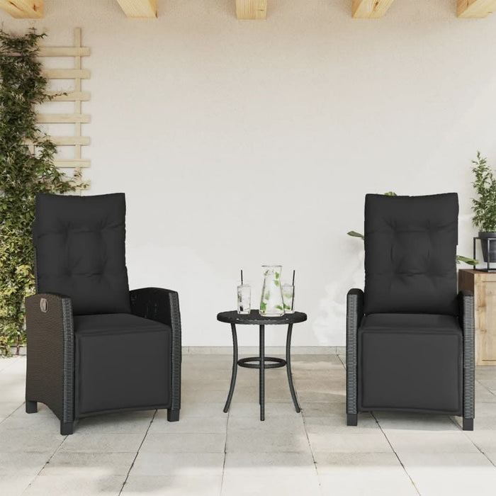 Set bistro cu perne, 3 piese, negru, poliratan - WALTI WALTI
