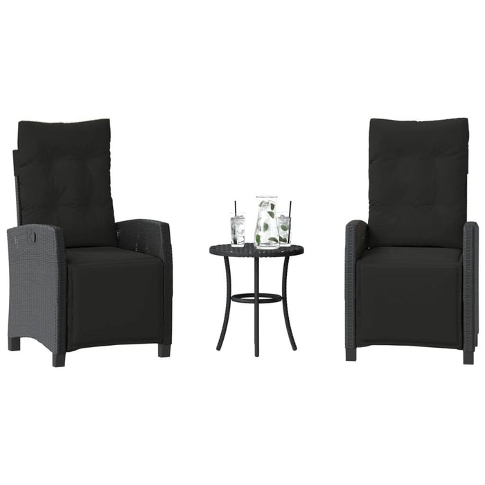 Set bistro cu perne, 3 piese, negru, poliratan - WALTI WALTI