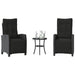 Set bistro cu perne, 3 piese, negru, poliratan - WALTI WALTI