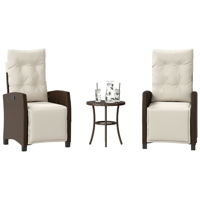 Set bistro cu perne, 3 piese, maro, poliratan - WALTI WALTI