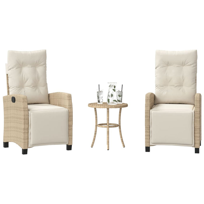 Set bistro cu perne, 3 piese, bej, poliratan - WALTI WALTI