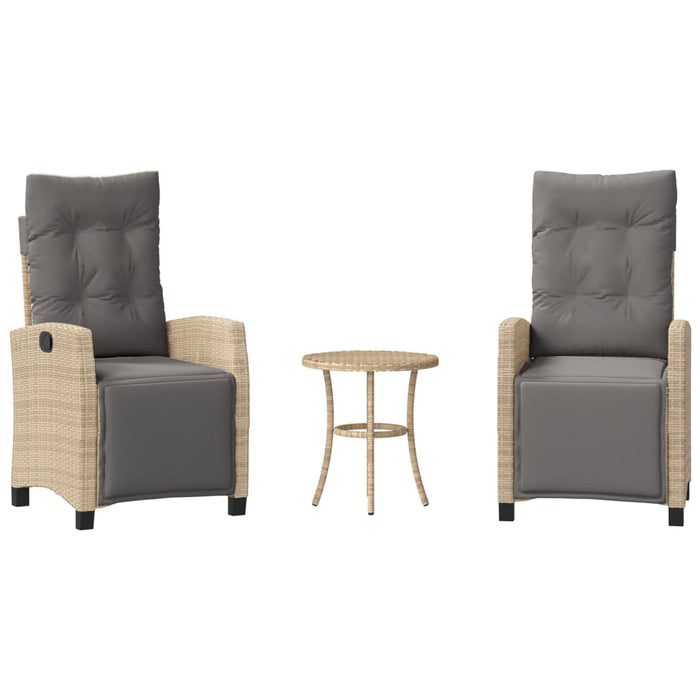 Set bistro cu perne, 3 piese, bej combinat, poliratan - WALTI WALTI