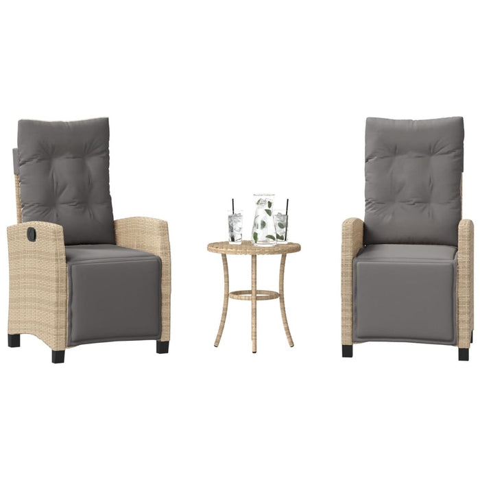 Set bistro cu perne, 3 piese, bej combinat, poliratan - WALTI WALTI