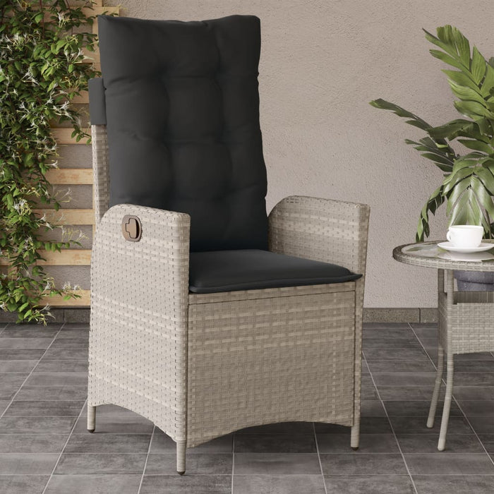Scaune de grădină rabatabile cu perne, 2 buc., gri, poliratan - WALTI WALTI