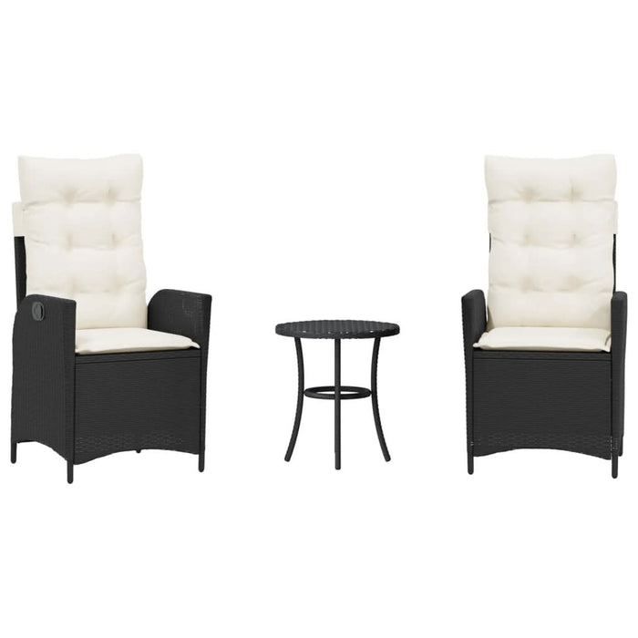Set bistro cu perne, 3 piese, negru, poliratan - WALTI WALTI
