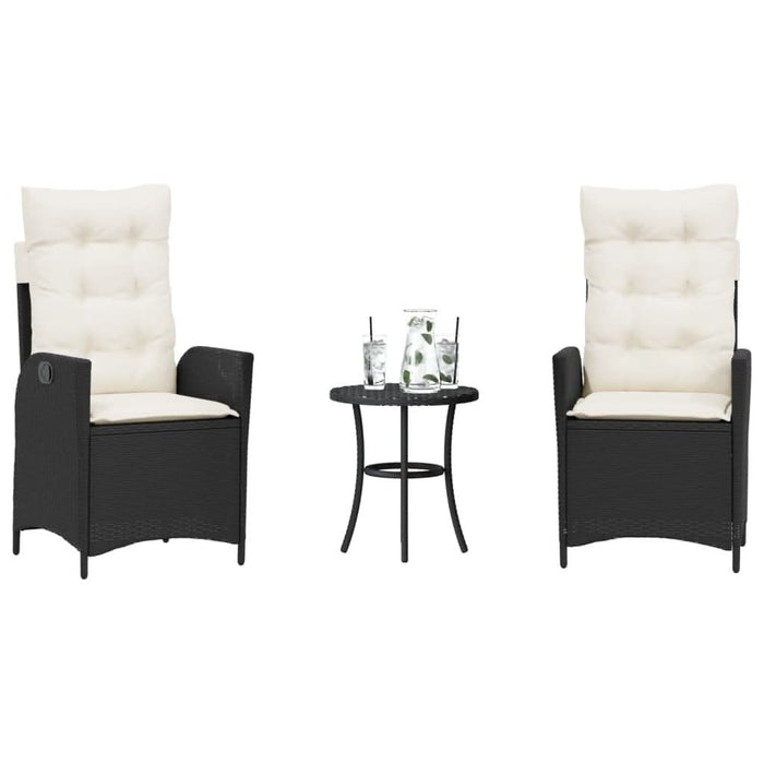 Set bistro cu perne, 3 piese, negru, poliratan - WALTI WALTI