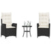 Set bistro cu perne, 3 piese, negru, poliratan - WALTI WALTI