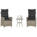 Set bistro cu perne, 3 piese, gri deschis, poliratan - WALTI WALTI