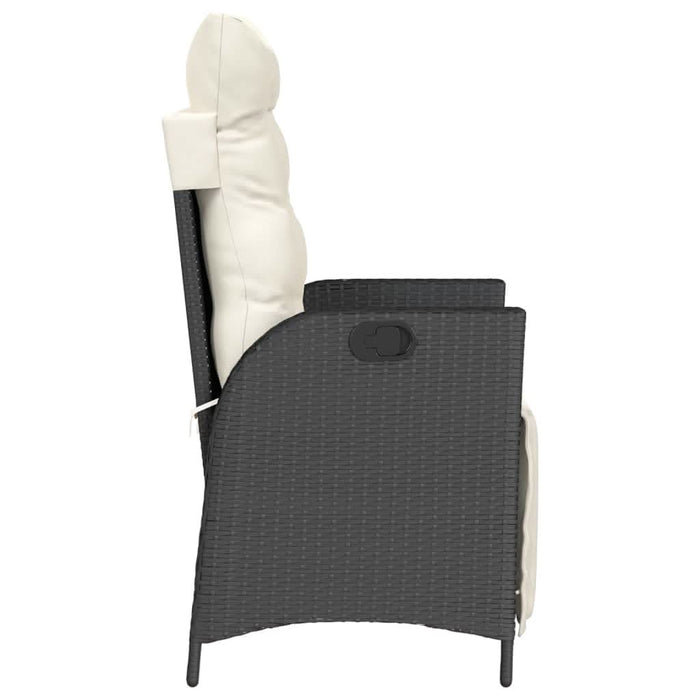 Set bistro cu perne, 3 piese, negru, poliratan - WALTI WALTI