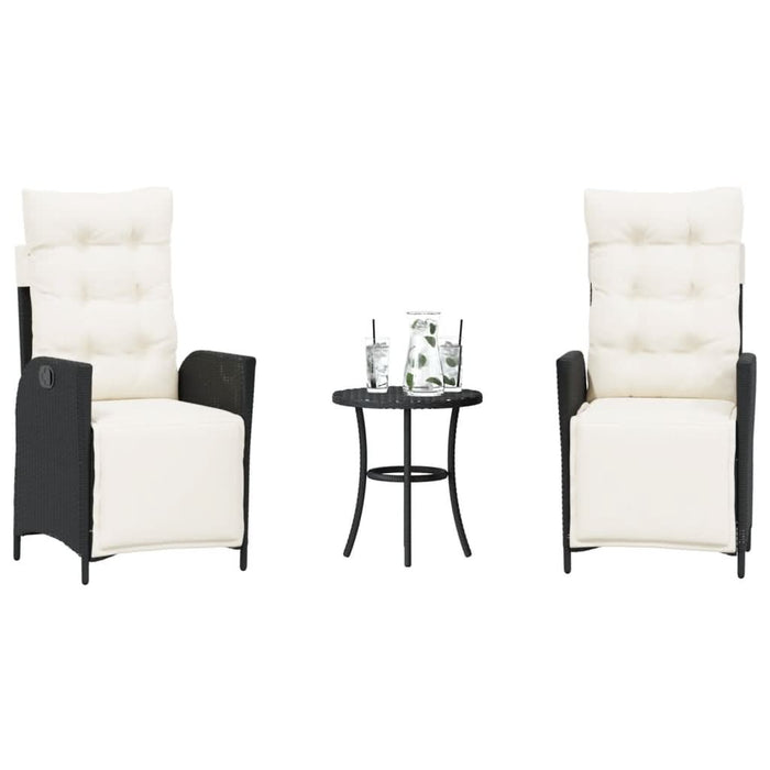 Set bistro cu perne, 3 piese, negru, poliratan - WALTI WALTI