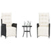 Set bistro cu perne, 3 piese, negru, poliratan - WALTI WALTI
