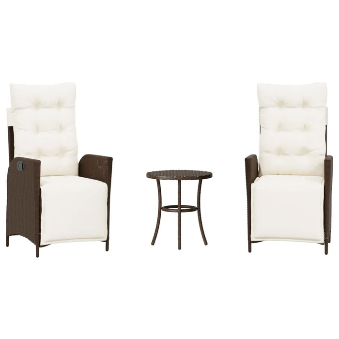 Set bistro cu perne, 3 piese, maro, poliratan - WALTI WALTI