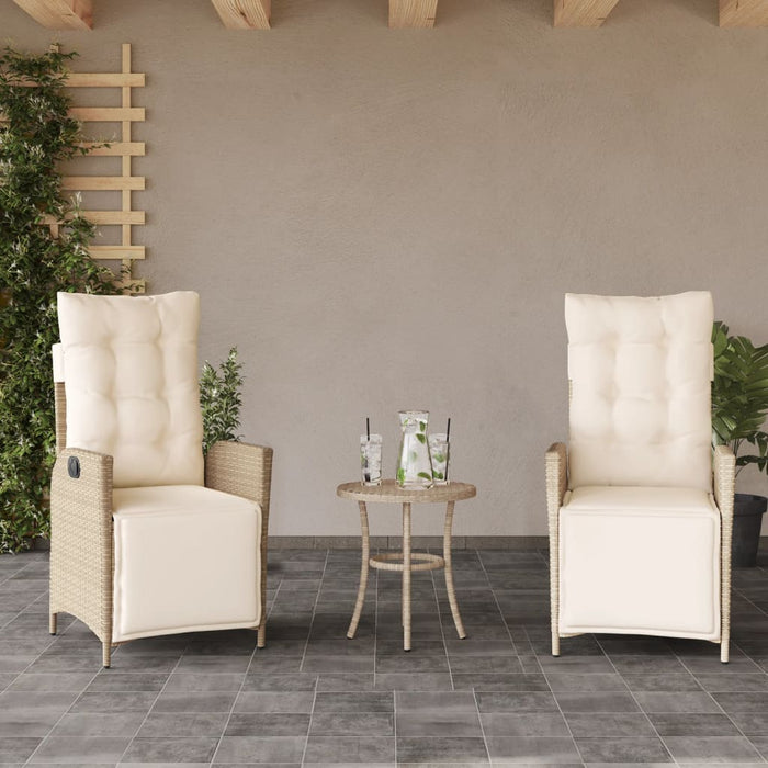Set bistro cu perne, 3 piese, bej, poliratan - WALTI WALTI
