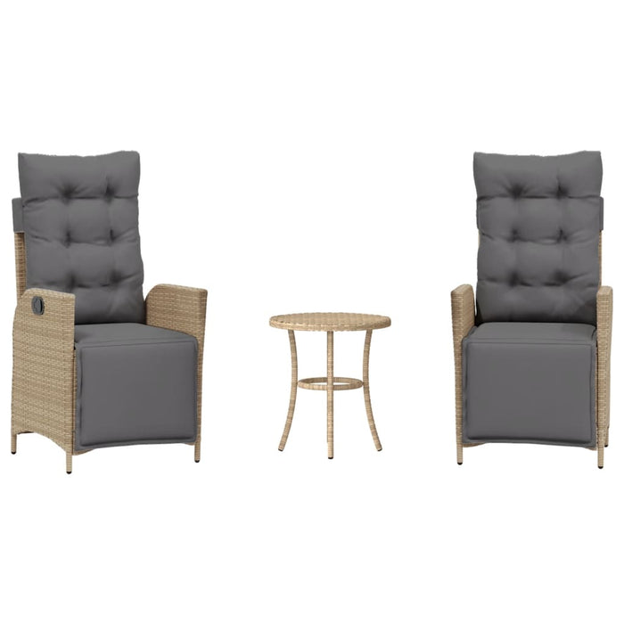 Set bistro cu perne, 3 piese, bej combinat, poliratan - WALTI WALTI