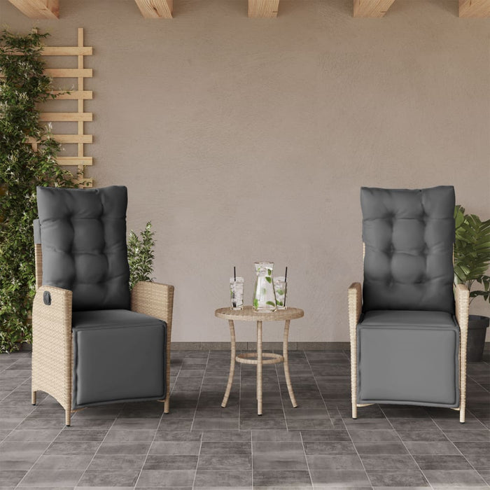 Set bistro cu perne, 3 piese, bej combinat, poliratan - WALTI WALTI