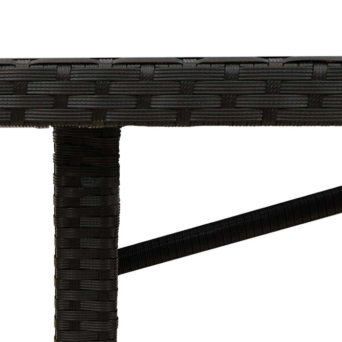 Masă grădină cu blat din sticlă, negru, 190x80x74 cm, poliratan - WALTI WALTI