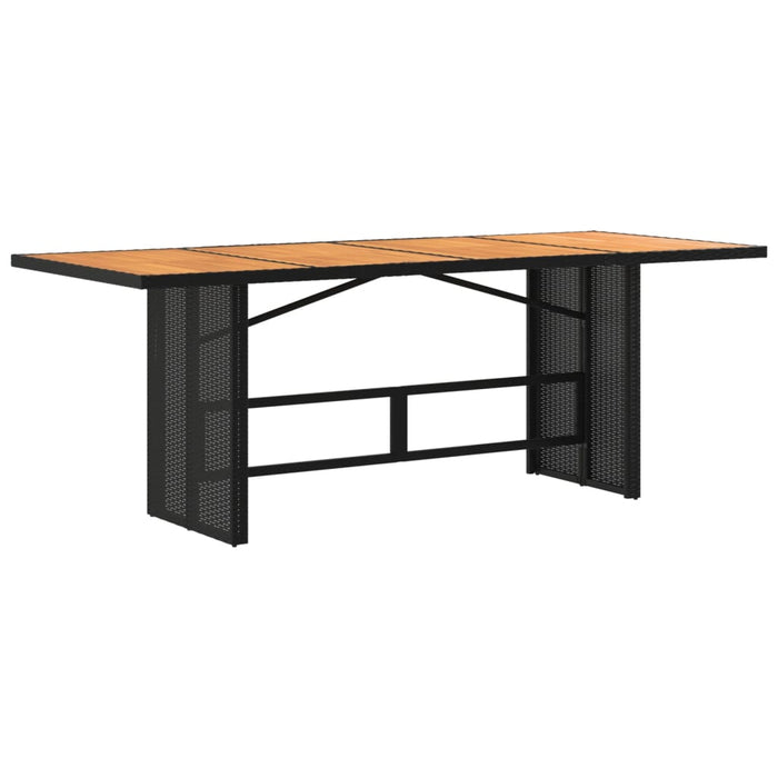 Masă grădină blat din lemn acacia, negru 190x80x74 cm poliratan - WALTI WALTI