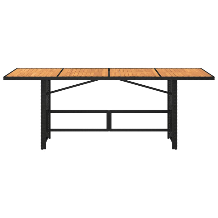 Masă grădină blat din lemn acacia, negru 190x80x74 cm poliratan - WALTI WALTI