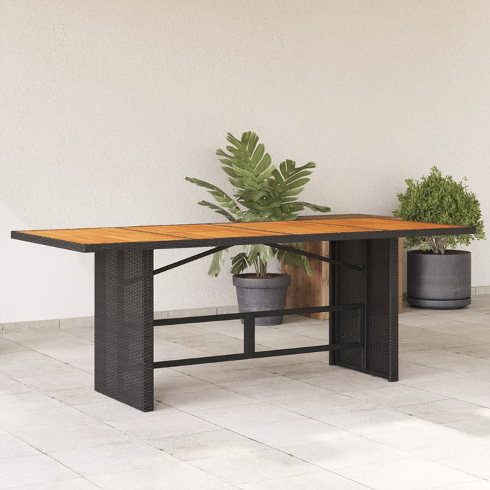 Masă grădină blat din lemn acacia, negru 190x80x74 cm poliratan - WALTI WALTI