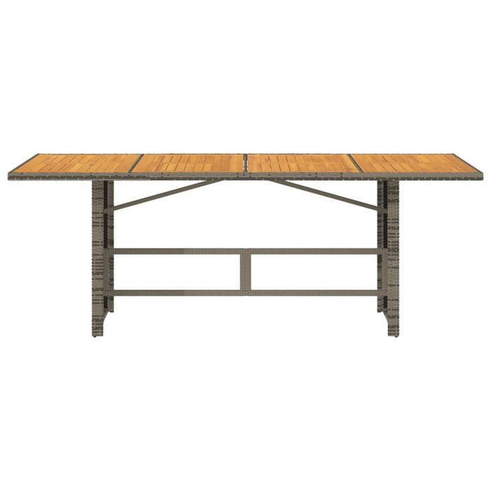 Masă de grădină, blat lemn acacia, gri, 190x80x74 cm, poliratan - WALTI WALTI