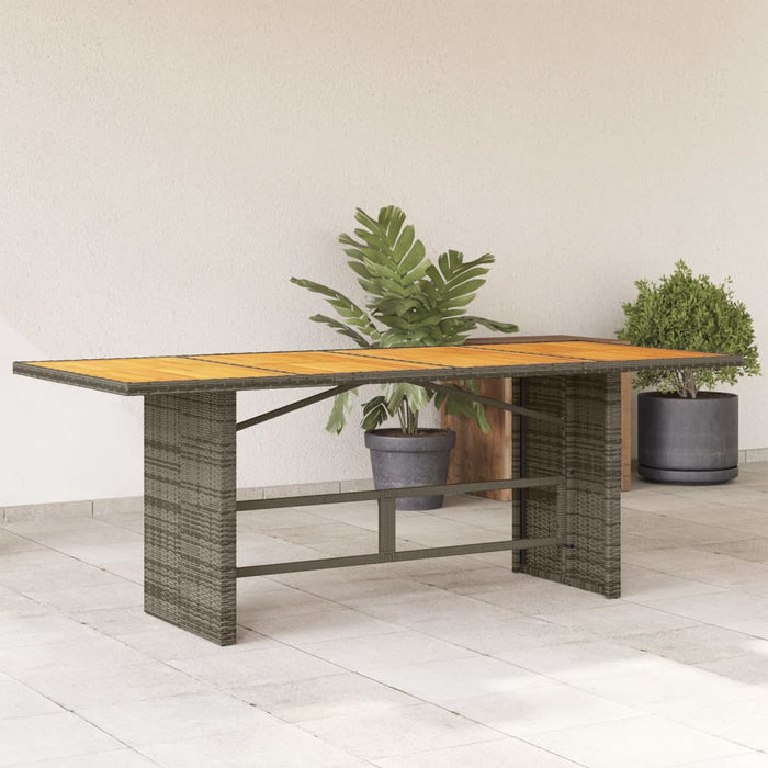 Masă de grădină, blat lemn acacia, gri, 190x80x74 cm, poliratan - WALTI WALTI
