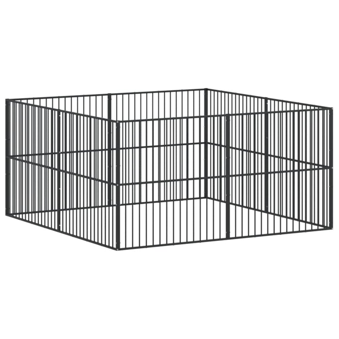 Țarc pentru câini cu 8 panouri, negru, oțel galvanizat - WALTI WALTI