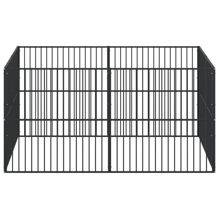 Țarc pentru câini cu 8 panouri, negru, oțel galvanizat - WALTI WALTI