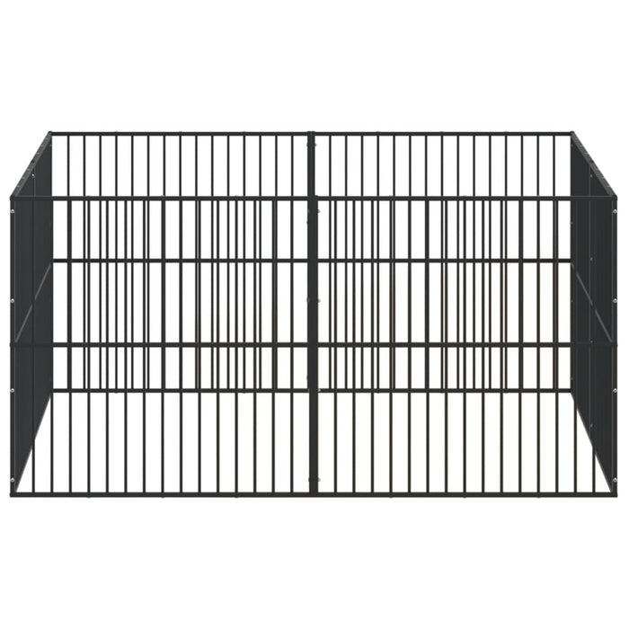 Țarc pentru câini cu 8 panouri, negru, oțel galvanizat - WALTI WALTI