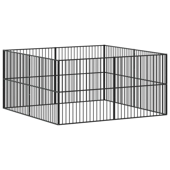 Țarc pentru câini cu 8 panouri, negru, oțel galvanizat - WALTI WALTI