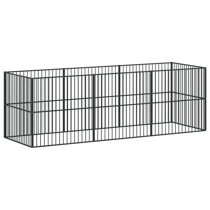 Țarc pentru câini cu 8 panouri, negru, oțel galvanizat - WALTI WALTI