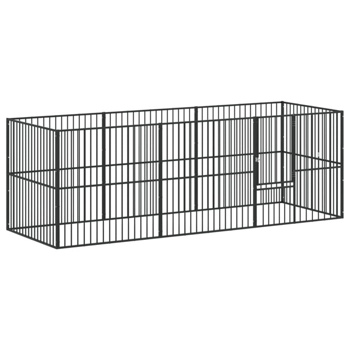 Țarc pentru câini cu 8 panouri, negru, oțel galvanizat - WALTI WALTI