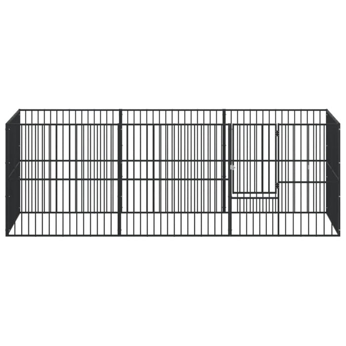 Țarc pentru câini cu 8 panouri, negru, oțel galvanizat - WALTI WALTI