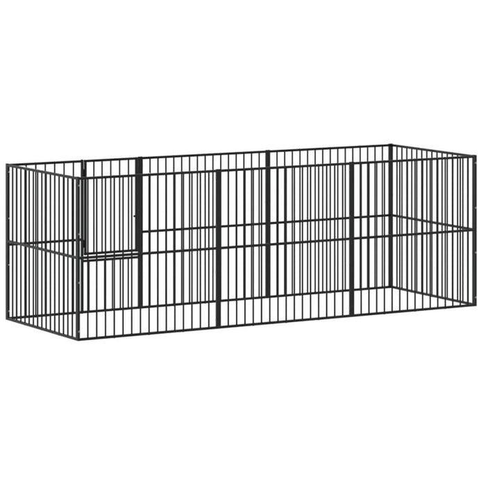 Țarc pentru câini cu 8 panouri, negru, oțel galvanizat - WALTI WALTI