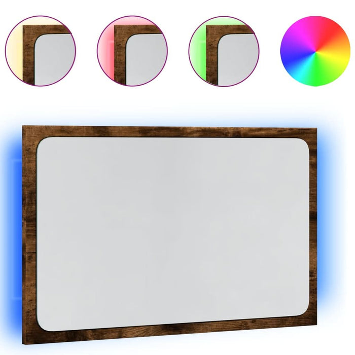 Oglindă de baie LED, stejar sonoma, 60x8,5x38 cm lemn prelucrat - WALTI WALTI