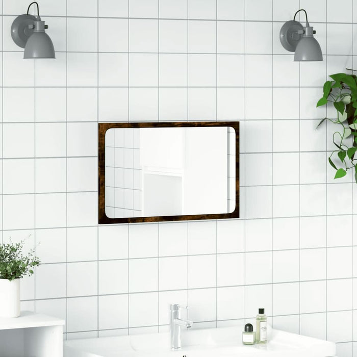 Oglindă de baie LED, stejar sonoma, 60x8,5x38 cm lemn prelucrat - WALTI WALTI