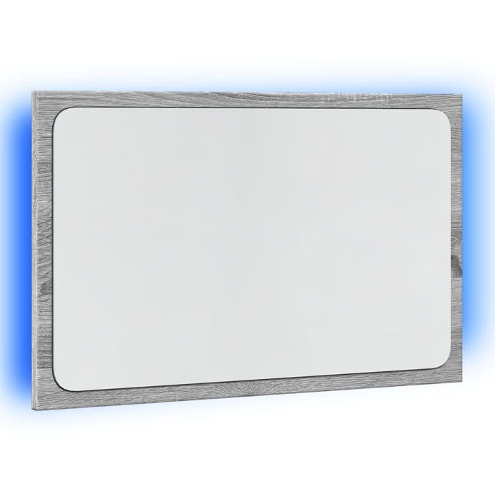 Oglindă de baie LED, gri sonoma, 60x8,5x38 cm lemn prelucrat - WALTI WALTI
