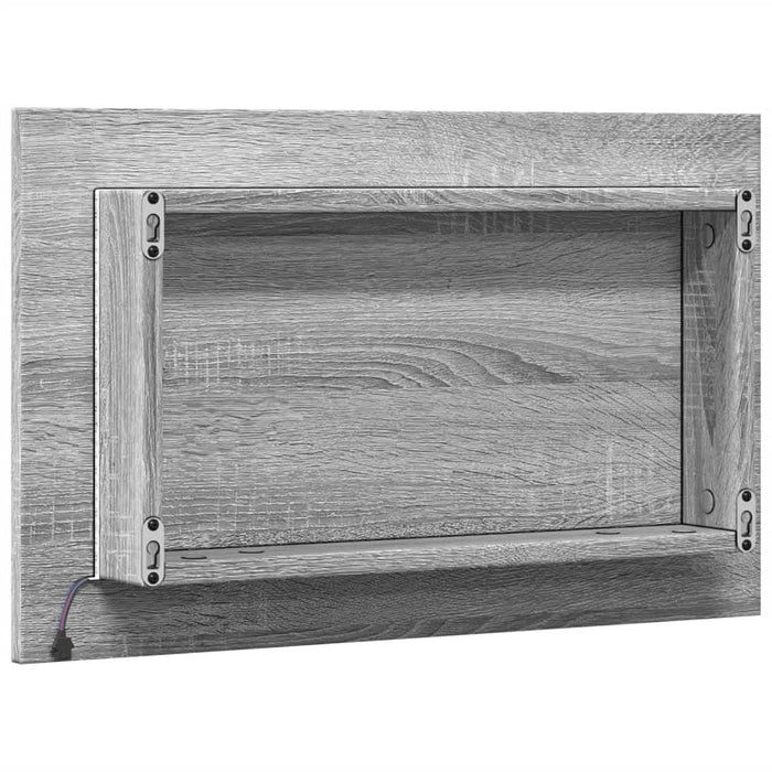 Oglindă de baie LED, gri sonoma, 60x8,5x38 cm lemn prelucrat - WALTI WALTI