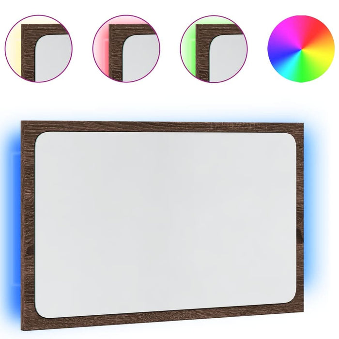 Oglindă de baie LED, stejar maro, 60x8,5x38 cm lemn prelucrat - WALTI WALTI