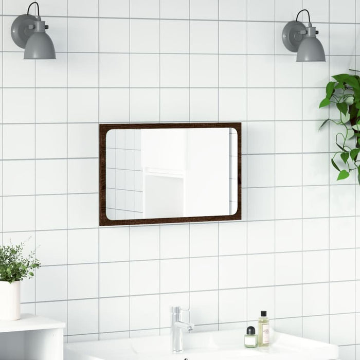 Oglindă de baie LED, stejar maro, 60x8,5x38 cm lemn prelucrat - WALTI WALTI