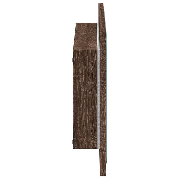 Oglindă de baie LED, stejar maro, 60x8,5x38 cm lemn prelucrat - WALTI WALTI