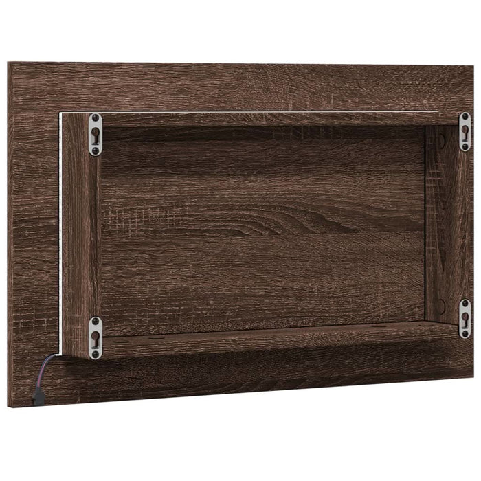 Oglindă de baie LED, stejar maro, 60x8,5x38 cm lemn prelucrat - WALTI WALTI